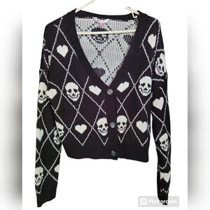 Skull Heart Button Down Cardigan